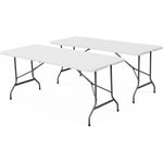 Lot de 2 tables de réception pliables Sweeek 180cm - Blanc - Avec poignée de transport - Idéale pour camping - Blanc