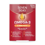 Seven Seas Omega-3 Fish Oil Immunity, 1000 mg Fish Oil + 300 mg Omega-3, 60 High Strength Tablets, 260 mg EPA & DHA & Vitamin D, With Vitamin C & Zinc, Duo Pack: 30 Capsules + 30 Tablets