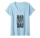 Womens Bad Jokes Great Dad Funny Father Humor V-Neck T-Shirt