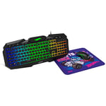 KROM Kit Clavier, Souris et Tapis de Souris Hot Wheels Edition Kustom- Clavier à Membrane RGB, Souris 7200 DPI, Tapis de Souris en Tissu Doux et résistant, Clavier Italien, Noir