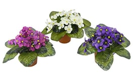 Flair Flower Lot de 3 Pots de Fleurs en Polyester Blanc Lavande 16 x 16 x 15 cm