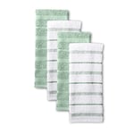 KitchenAid Albany Lot de 4 torchons de Cuisine Vert Pistache/Blanc 40,6 x 66 cm