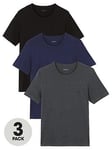 BOSS 3 Pack Classic Crew T-Shirt, Open Blue, Size L, Men