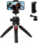 Mini Trepied, Trepied Smartphone, Trepied Appareil Photo, Trepied Telephone pour iPhone/Samsung/GoPro/, Tête pivotante à 360 & Jambes Extensibles, Support de Téléphone et Adaptateur Gopro