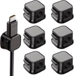 6 Pcs Support Câble Magnétique,Range Attache Cable Bureau,Cacher Support De Câble De Chargement De Téléphone,Support De Chargeur De Fil Adhésif Fort Pour Table Nuit,Fournitures Bureau (Noire)