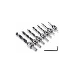 7pcs 5 Flûte Countersink Mèche Foret Fraise à Bois Bits Conique Alésoir Foret de Menuiserie Pour Chanfreinage du Bois 3-10mm