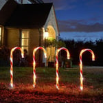 Christmas LED Outdoor Lights Stake Candy Cane 4pc Set Xmas Decor Large 50cm