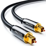 deleyCON 3,0m Câble Audio Digital Optique S/PDIF 2x Prises Toslink Câble Fibre Optique Prises Métalliques 5mm Flexible - Noir