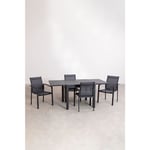 Ensemble table extensible rectangulaire en aluminium (90-180x90 cm) Starmi et 4 chaises d'extérieur Eika SKLUM Gris Graphite - Gris Graphite