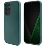 Moozy Lifestyle. Coque en silicone pour Samsung S23 Ultra, vert foncé – Coque légère en silicone liquide avec finition mate et doublure en microfibre douce, coque en silicone de qualité supérieure - Neuf