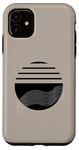 Coque pour iPhone 11 Noir Blanc Cercle Op Art Géométrique Abstrait Formes Taupe