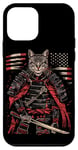 iPhone 12 mini Cat Samurai American Flag Samurai Cat Art Patriotic Cat Case