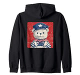 Full Steam Ahead Funny Teddy Bear in Sailor Outfit Zip Hoodie