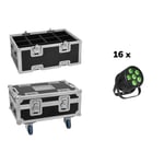 Eurolite Set 16x LED Silent Par 6 x 8 Watt RGB/WW spot + Flightcase