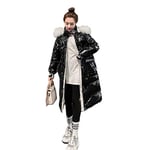 RSTJ-Sjc Veste à Capuche en Fausse Fourrure Femmes Manteau rembourré Puffer Quilté Veste pour Dames,Noir,S