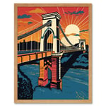 Clifton Suspension Bridge Sunset Modern Pop Art Art Print Framed Poster Wall Decor 12x16 inch