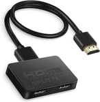 HDMI-jakaja 1 in 2 ulos, 4 jalan HDMI-kaapelilla 】 4K HDMI-jakaja vain kahden näytön kopiointiin / peiliin, 1x2 HDMI-jakaja 1-2 jakelija 1080P 3D: lle, 1 lähde kahdelle identtiselle näytölle