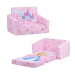 Canapé Princesse pour Enfants-Fauteuil Convertible 2 en 1 pour Enfant Fille Bébés-Canapé Lit Enfant Stable avec Poches pour Chambre à Coucher Salle de Jeux