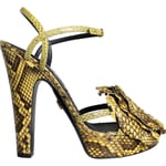 DOLCE & GABBANA Shoes Yellow Exotic Leather Ankle Strap Heels Sandals EU39/US8.5