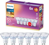 Philips Lighting ampoule LED Spot GU10 50W Transparent Compatible Variateur, Verre, 6 Unité (Lot de 1)