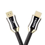 PremiumTech Cable HDMI 2.1 Europe - Câble Audio et Vidéo Ultra High Speed 48GB/s - Chargeur 8K et 10K à 60hz, 4K à 120hz – Dynamic HDR, Dolby Vision, HDR 10 - Or et Noir - 2m