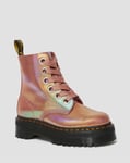 Dr. Martens Pink Molly 8-Eye Iridescent Leather Platform Boots UK 6 - NEW