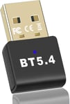 Dongle Bluetooth 5.4, Adaptateur Bluetooth Cle Bluetooth Pour Pc (Edr & Ble) Supporte Casque, Souris, Manette, Clavier, Imprimantes, Pc, Smartphone, Tablette Avec Windows 11/10/8.1/7 (Black-5.41)