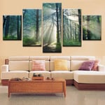 Fbewan 5 Panels Canvas Prints Wall Art Paintings Modern Gallery Wrapped Artwork Green Landscape Pictures on Canvas for Wall Decor Dining Room Kitchen,A,20×35×2+20×45×2+20×55×1