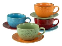 CreaTable, 22877, Serie Nature Collection Mediterran, 8-teiliges Geschirrset für 4 Personen, Cappuccino Set aus Steinzeug, spülmaschinen- und mikrowellengeeignet, Qualitätsproduktion