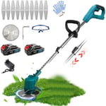 Mawiron - Coupe-herbe sans fil, 2x batterie, coupe-herbe, coupe-bordure de jardin, 1x chargeur, Compatible avec le chargeur Makita