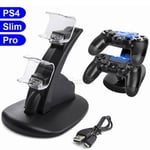 Jeux vidéo,Support de chargeur double avec 2 LED, Station de charge Micro USB, pour manettes Sony Playstation 4-PS4 Pro -PS4 Slim