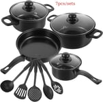 7Pc/Set Induction Pan Set Saucepan Set Cookware Pot Non Stick Saucepan Glass Lid