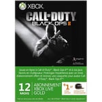 Carte pré-payée Xbox Live Gold 12 Mois Microsoft pour Xbox 360 + 1 mois offert + 1 avatar Call of Duty Black Ops 2