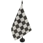 AZ FLAG Drapeau de Table Damier Noir et Blanc 21x14cm - Petit Drapeaux DE Bureau à damiers - Course Automobile - Formule 1 14 x 21 cm