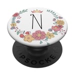 Cadeau personalisé pour fillettes thème princesses lettre N PopSockets PopGrip Adhésif