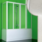 CABINE DE DOUCHE PARE-BAIGNOIRE 90x140CM PVC CRILEX ACRYLIQUE 2 PORTES BLANCHE