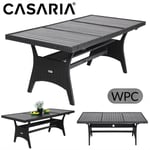 Casaria - Table de jardin polyrotin 190x90x74 cm plateau en bois wpc avec compartiment hauteur réglable résistant aux intempéries Noir