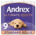 Andrex Ultimate Quilts Toilet Tissue 9 Standard Toilet Rolls, Air Pocket Technology for Soft, Thick Sheets (Previously Andrex Supreme Quilts Toilet Paper) – 9 Toilet Rolls