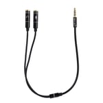 3.5mm3.5mm Jack Headphone Mic Audio Splitter Gold-Plated Aux Extension Adapter Cable Cord for Computer PC Microphone -Black
