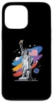 Coque pour iPhone 13 Pro Max Statue de la Liberté USA tenant une torche flamboyante avec des plantes