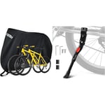 Favoto Housse de vélo pour 2 vélos d'extérieur - Imperméable - Oxford - 73 cm - Coupe-vent, UV & Vinabo Béquilles de vélo Réglable en Alliage d'aluminium,Hauteur avec Pied