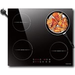 Noxton Plug in Induction Hob, 4 Zones Electric Hob 60cm, Touch Control with Child Safety Lock,UP to 99 Min Timer Black Crystal Glass