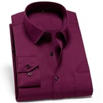 RIQWOUQT Homme Chemise Fleurie Manches Longues,Stretch Anti-Rides Vin Rouge Chemise Homme Chemise en Coton À Manches Longues Chemise Homme Slim Fit Social Business Shirt Shirt M-3Xl,M