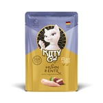 Kitty Cat Filet au poulet et canard, 6 x 85 g, nourriture humide gourmet pour chat, nourriture pour chat avec taurine, huile de saumon et moule aux orles verts, sans céréales, avec beaucoup de viande,