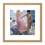 Joaquin Sorolla Y Bastida After Bathing Valencia 8X8 Inch Square Wooden Framed Wall Art Print Picture with Mount