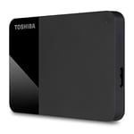 Toshiba Canvio Ready de 1 To - Disque dur externe portable de 2,5 pouces avec USB 3.2 Gen 1 haut débit, compatible avec Microsoft Windows 8.1, 10, 11 et macOS, noir (HDTB410EK3AA)