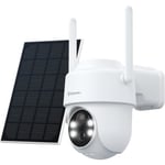 Camera Surveillance WiFi Exterieure sans Fil Batterie - Panneau Solaire, 2K Camera Solaire Exterieur 2,4GHz, Alerte Instantanée PIR