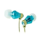 Blue Headphones Earphones In Ear Wired Tangle Free Extra Bass Noise Isolating