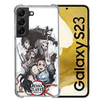 Cokitec Coque Renforcée en Verre Trempé pour Samsung Galaxy S23 Manga Demon Slayer Blanc