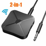 2 IN 1 Real Stereo Bluetooth -yhteensopiva 4.2 vastaanotin Lähetin Bluetooth Langaton Adapteri Audio 3,5MM AUX TV MP3 PC